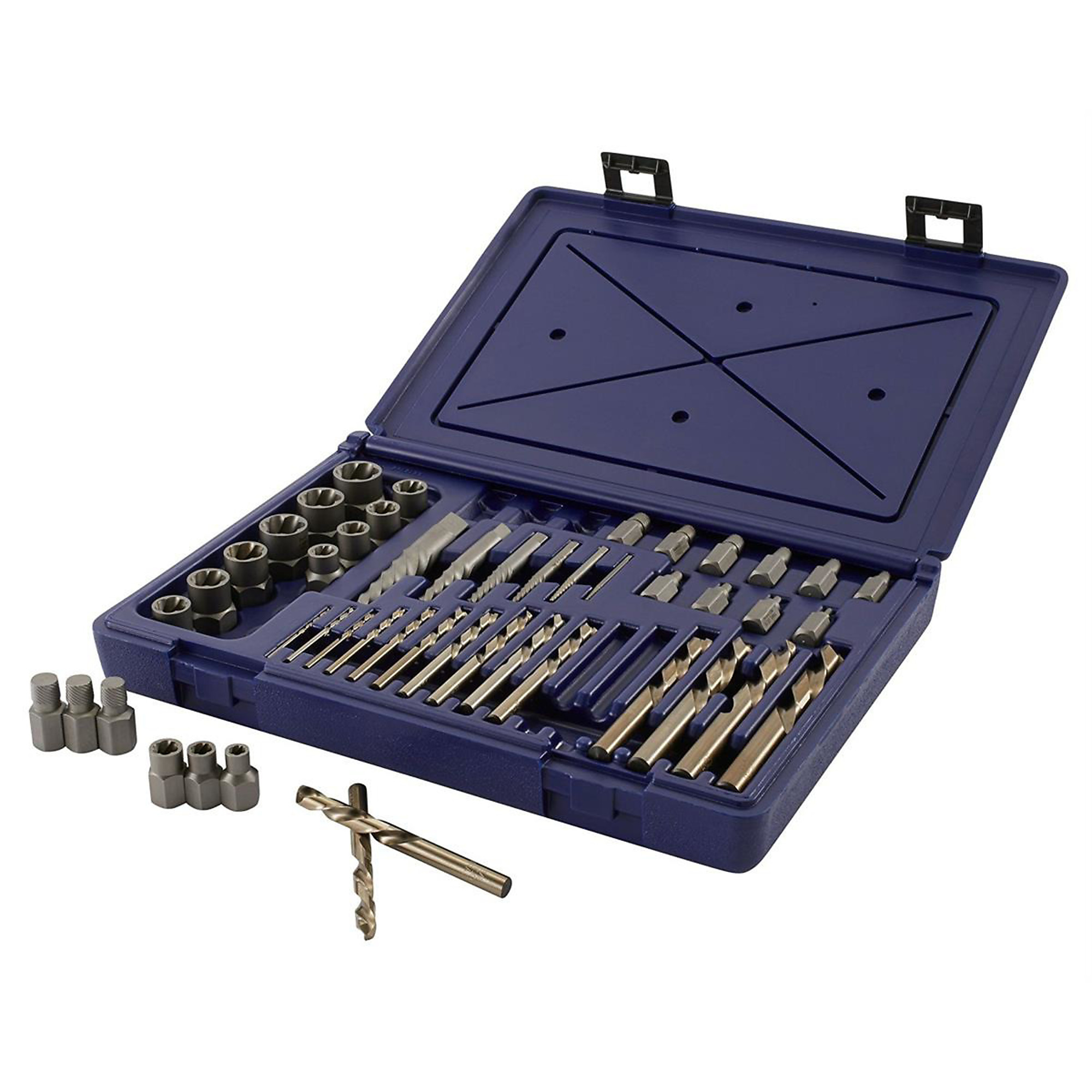 Hanson Screw Extractor and Drill Master Set — 48 Pcs, Spiral Flute, Multi-Spline, Bolt Extractors, Cobalt Drill Bits, Model# HAN3101010